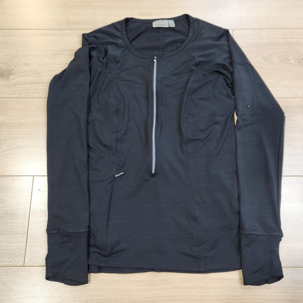 Athleta Pacifica‎ UPF Womens Small Black Half Zip Long Sleeve Top Athletic